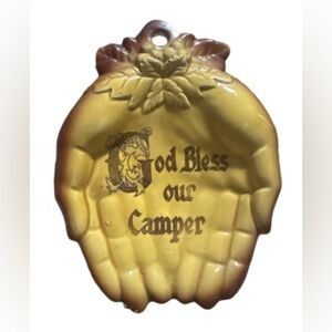 Vintage Arrow God bless our camper ceramic  Decorative Plaque